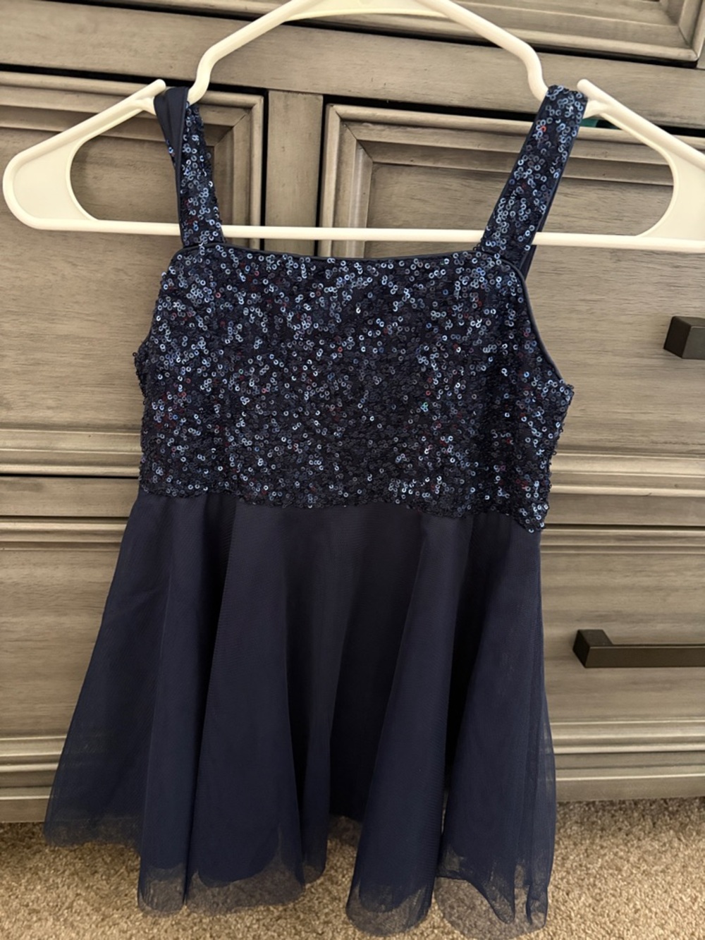 Navy Sequin Bodice Tulle Dress for Girls